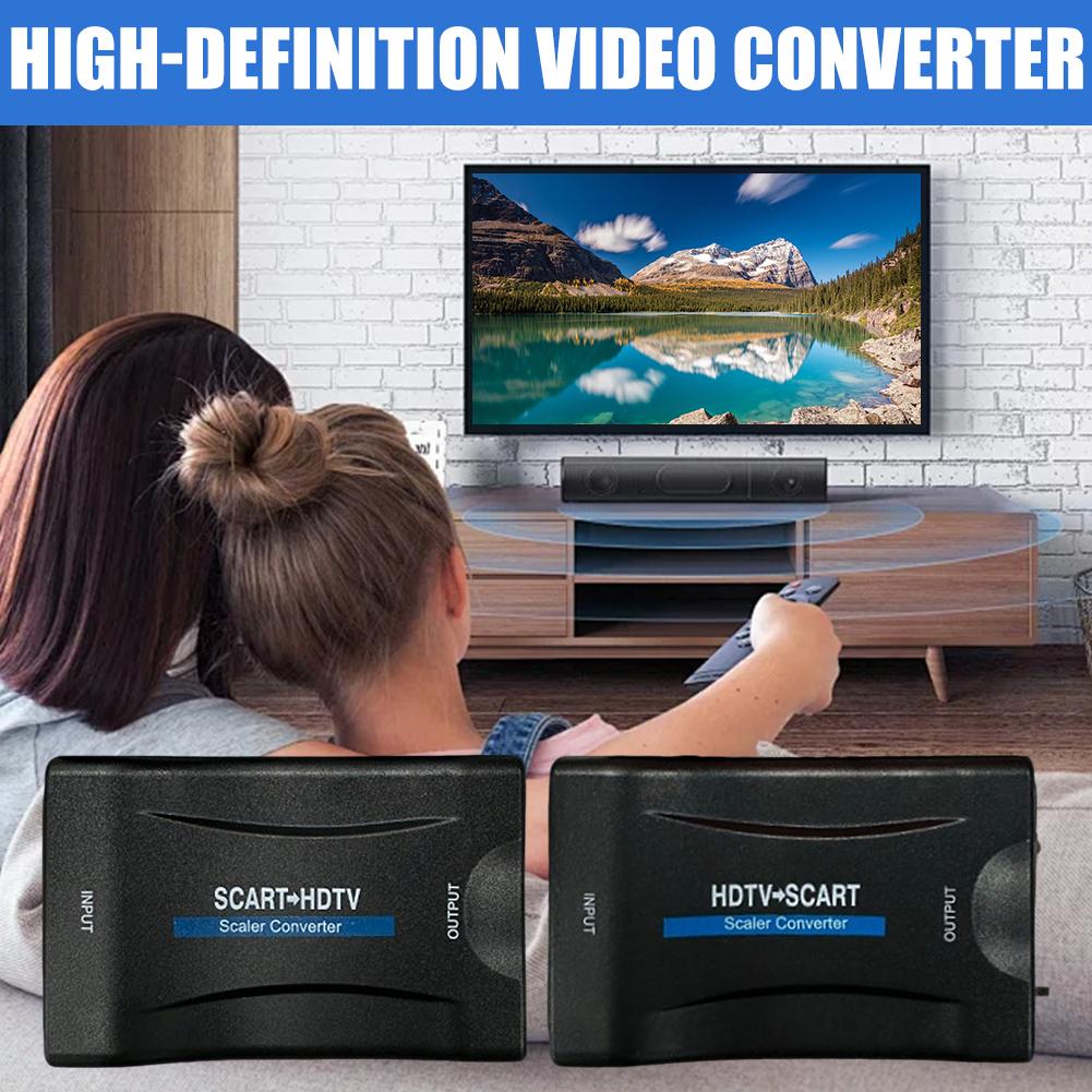Scart To Hdmi - 1080P HDMI TO SCART วิดีโออะแดปเตอร์แปลงสัญญาณเสียงแบบอัพสเกลอะแดปเตอร์สัญญาณสำหรับ HDTV