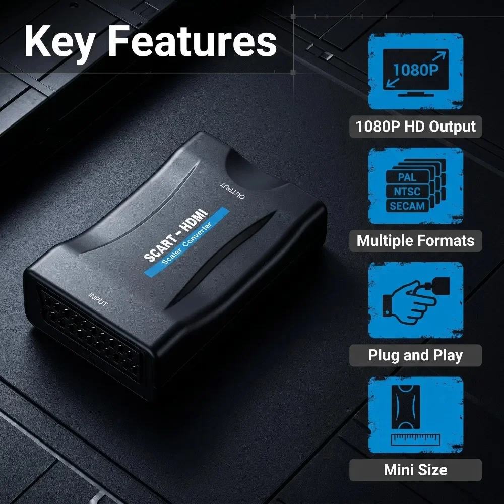 Scart To Hdmi - อะแดปเตอร์แปลงสัญญาณพร้อมสาย USB สำหรับ Sky Box STB